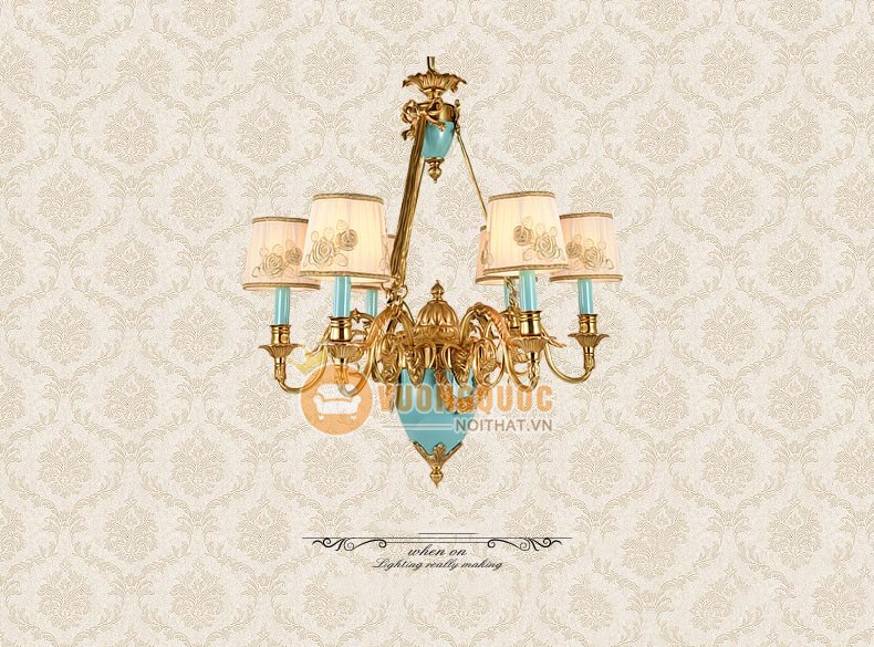 Đèn chùm đồng trang trí họa tiết tinh xảo abr154-10